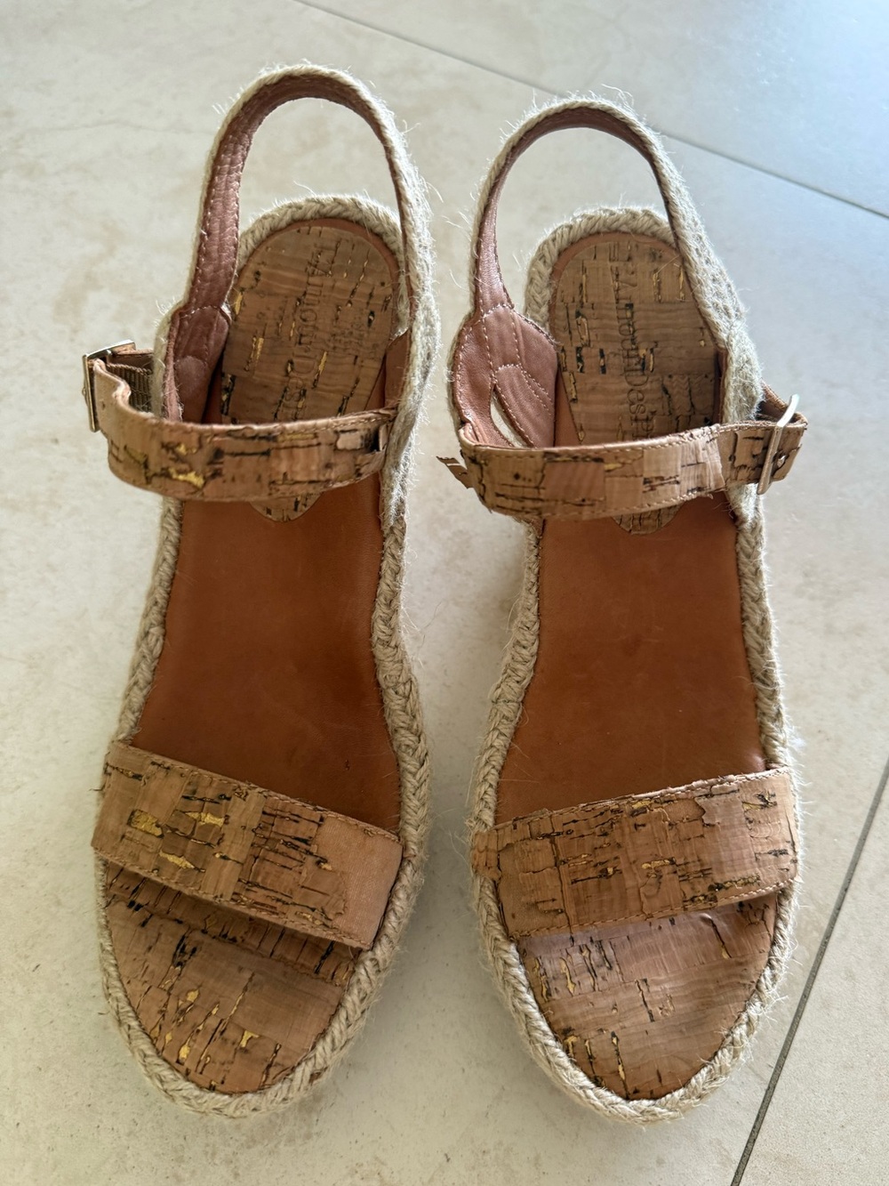 L’Amour Des Pieds Women’s Cork Espadrille Wedge Sandals size 5
